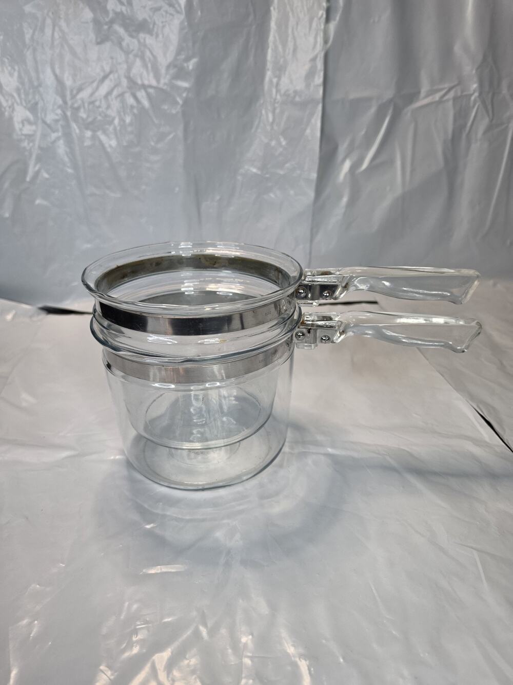 Vintage PYREX Flameware 1 1/2 Qt DOUBLE BOILER 6283-U & 6283-L Corning Glass